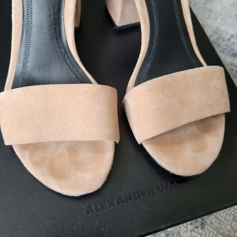 Alexander Wang Abby Suede Tilt-Heel City Sandal 36